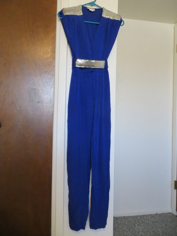 royal blue and silver jumpsuit