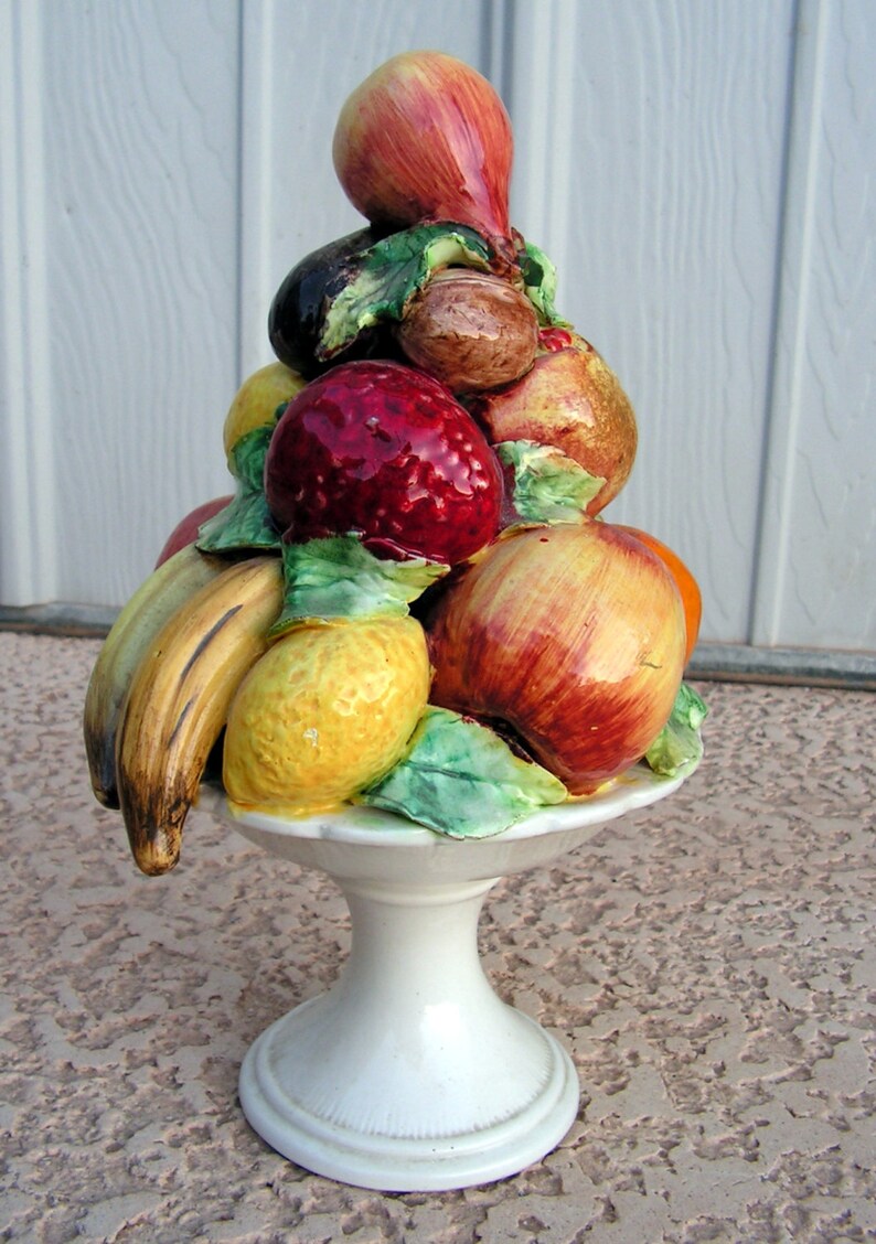 Vintage Ceramic Fruit Centerpiece / Pottery Fruit Sculpture Etsy