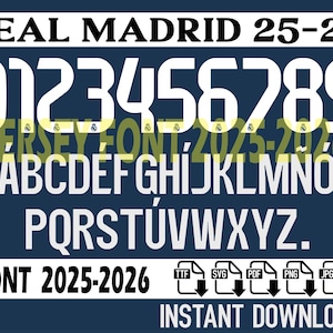 Real Madrid 2025-2026 Font – Digital Download for Shirts, Names & Numbers | Soccer Vector Typeface
