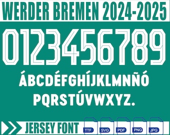 Werder Bremen Font 2024-2025 – Digital Download for Shirts, Names & Numbers | Soccer Vector Typeface