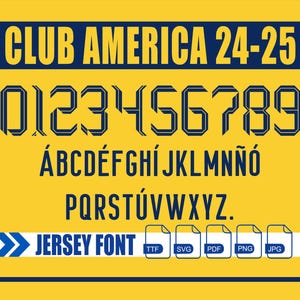Club America (Mexico) Font 2024-2025 – Digital Download for Shirts, Names & Numbers | Soccer Vector Typeface