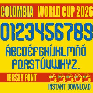 Colombia 2026 Font – Digital Download for Shirts, Names & Numbers | Soccer Vector Typeface