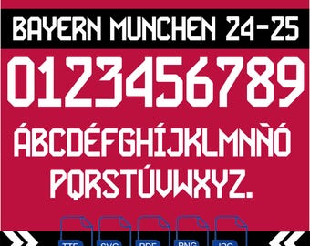 Bayern Munich Font 2024-2025 – Digital Download for Shirts, Names & Numbers | Soccer Vector Typeface
