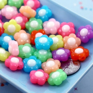 Jelly Acrylic Flower Beads: Bright Colorful Resin Beads, 16mm - 35 pc Set
