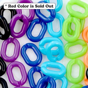 Plastic Chain Links - 100 pieces - 20mm Deep Dark Colors Plastic or Acrylic Chain Links - Mixed Colors