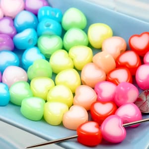 Jelly Heart Beads - 50 pieces - 16mm Two tone Milky Color Heart Bead Resin or Acrylic Beads