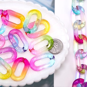 Plastic Chain Links - 21 pieces - 30mm Big Gradient Color Plastic Chain Links
