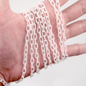 Plastic Chain - 7mm Delicate Milky White Plastic Chain - 55 inches or 140 cm - 2 pieces