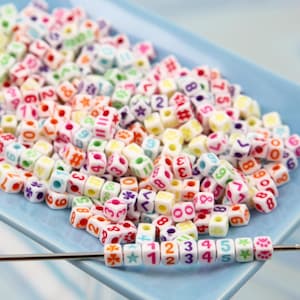 Very Tiny Cube Letter Beads - 500 pieces - Teeny Tiny Symbols Numbers Alphabet Acrylic or Plastic Beads