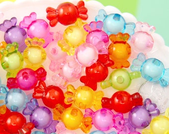 Candy Beads - 22mm Small Candy Shape Acrylic or Resin Beads - 32 pc set