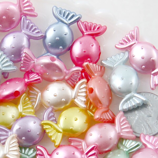 Candy Beads - 25mm Pearly Pastel Candy Shape Acrylic or Resin Beads - 45 pc set