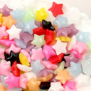Star Cabochons - 13mm Small Stars Resin Flatback Cabochons - 125 pc set