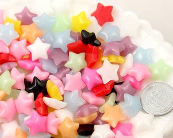 Star Cabochons - 13mm Small Stars Resin Flatback Cabochons - 125 pc set