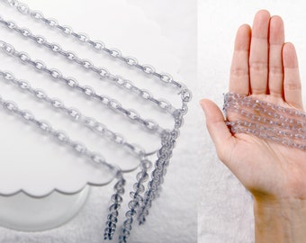 Transparent Black Gray Plastic Chain - 8mm Perfect Acrylic or Plastic Chain - 20 inch / 50 cm length - For Necklaces and Jewelry - 3 pcs set