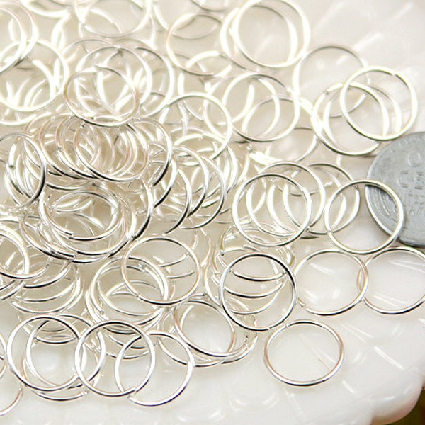 Jump Rings - 12mm Large Silver Plated Open Jump Rings, Brass - 50 pc set