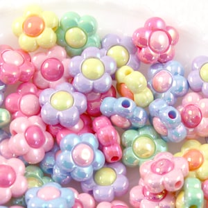 Pastel Acrylic Flower Beads: 16mm AB Resin Beads, 18 pc Set