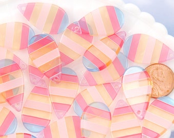Pastel Striped Resin Teardrop Charms: Jewelry Pendants (10 pc set)