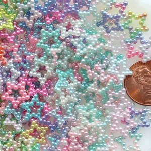 Pastel Star Cabochons - 12mm Small Pearly Pastel Star Flatbacks ABS Plastic Resin or Acrylic Cabochons - 18g (Approx 200 pcs)