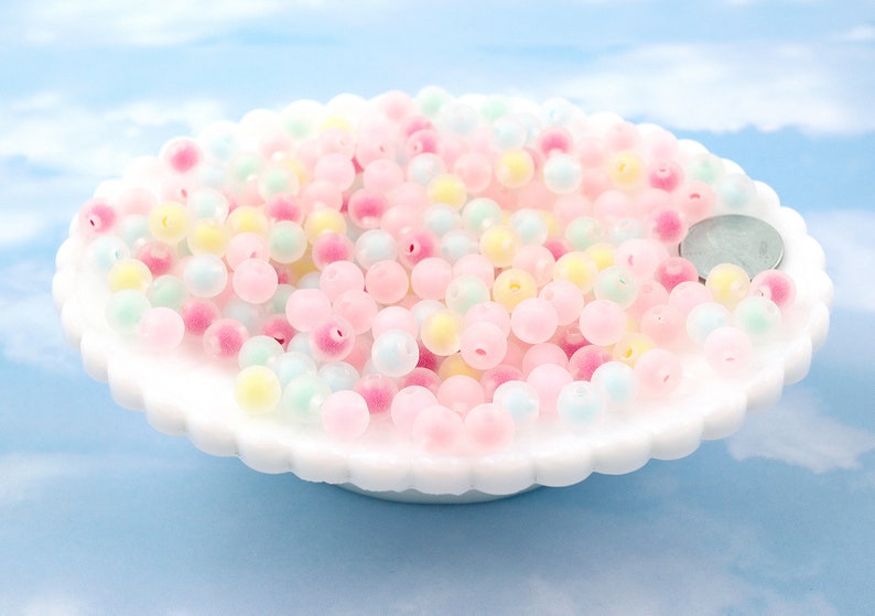 Pastel Beads 8mm Tiny Matte Pastel Double Inner Bead Resin | Etsy