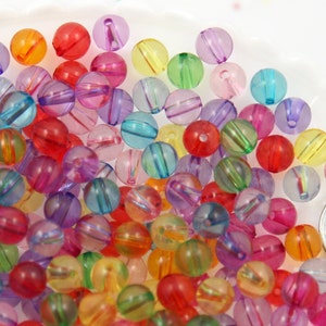 Small Transparent Acrylic Beads - 150 pcs - 8mm Transparent Colorful Chunky Gumball Bubblegum Plastic Resin or Acrylic Beads