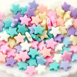 Pastel Star Beads 14mm Rounded Pastel Star Acrylic or Resin Beads 100 ...
