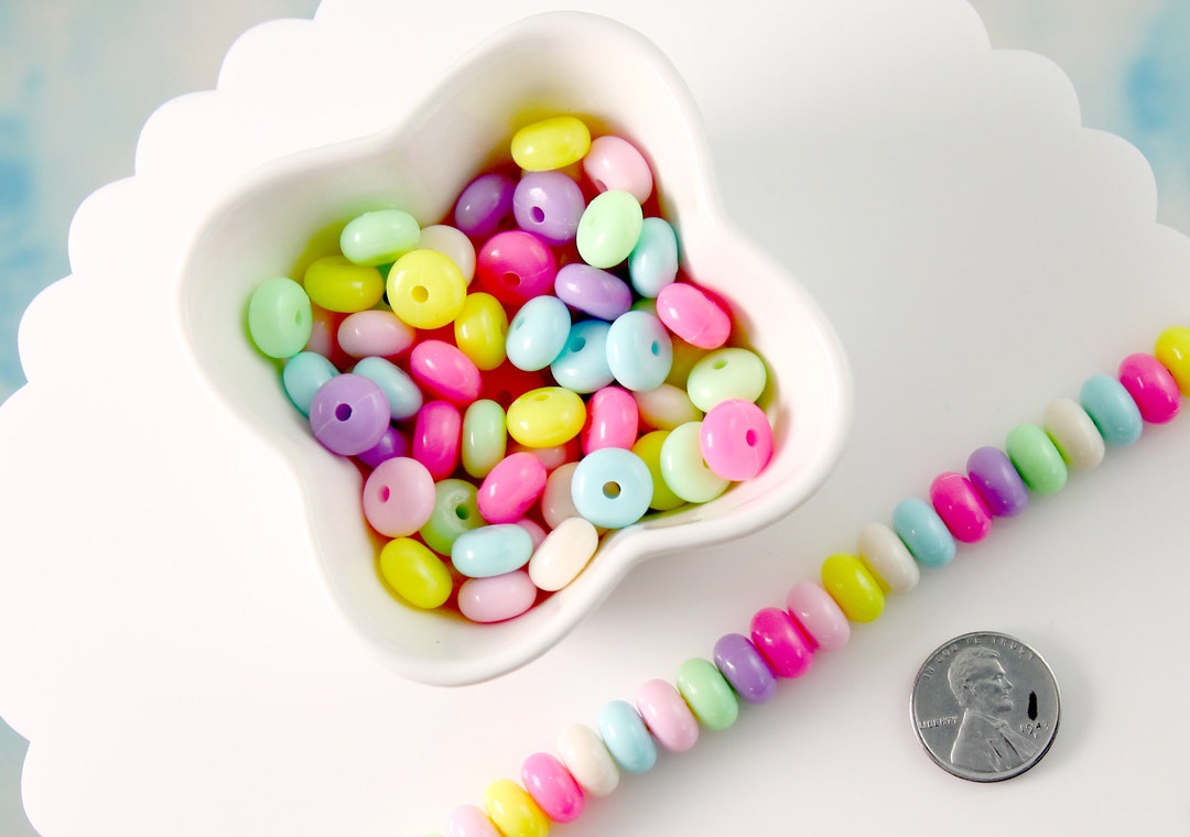 Candy Necklace Beads 10mm Chunky Candy Color Rondelle Pastel Disc