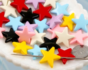 Star Beads - 21 pieces - 20mm Large Classic Star Acrylic or Resin Bead - Super High Quality