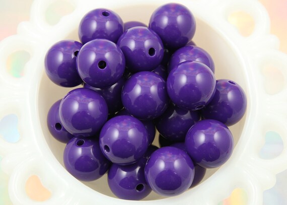 Chunky Bubblegum Beads - 20mm Chunky Gumball Bubblegum Resin Beads - Purple - 12 pc set