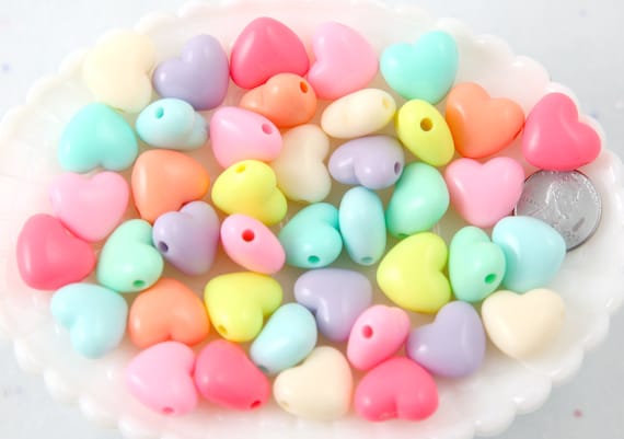 15*21mm Acrylic Heart Beads Pastel beads Translucent Double