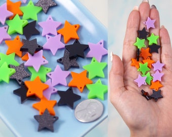 15mm Mini Stars Resin or Acrylic Charms - Halloween Mix - 20 pc set