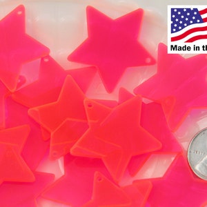 Resin Star Charms 30mm Bright Pink Star Acrylic or Resin Charms 6 pc set image 1