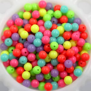 8mm Neon Gumball Bubblegum Resin Beads - 150 pc set