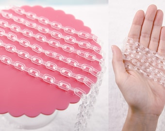 Clear Plastic Chain - 14mm Transparent Acrylic or Plastic Chain - 19 inch length / 48cm length - 3 pcs set