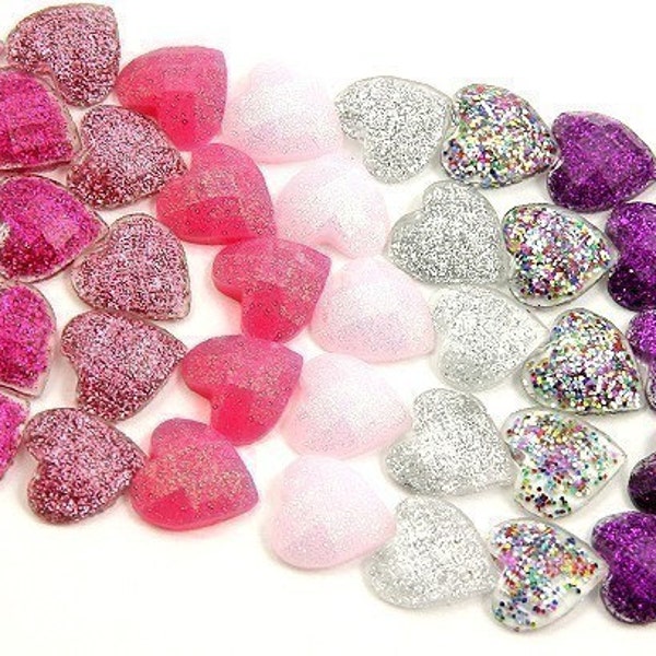 Small Resin Cabochons - 10mm Mini Heart Resin Cabochons - 200 pc set