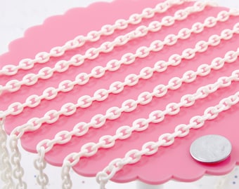 White Plastic Chain: 8mm Acrylic Jewelry Necklace (3 pcs)
