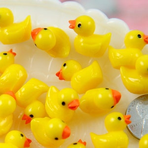 Rubber Duckies - 18mm Tiny Adorable Miniature Rubber Ducky - Little Toy Duck 3d Mini Plastic Decorations Resin Cabochons - 6 pc set