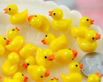 Rubber Duckies - 18mm Tiny Adorable Miniature Rubber Ducky - Little Toy Duck 3d Mini Plastic Decorations Resin Cabochons - 6 pc set