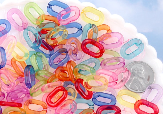 Plastic Chain Links 15mm Transparent Colorful Plastic or Acrylic Chain  Links Mixed Colors 200 Pc Set 