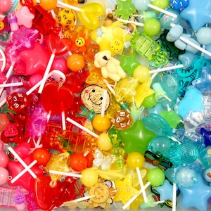 Acrylic Charms Grab Bag - 2 POUNDS! - Cute Mixed Lot of Plastic Charms - great for kandi, ispy, sensory craft