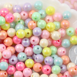 Pastel Acrylic Beads: 8mm Round Iridescent AB Finish - 150 Pcs