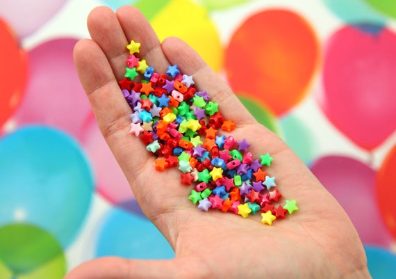 Iridescent Puffy Star Beads | Mini Glass Bead in Rainbow Colour | Kawaii  Jewellery Supplies (AB Clear / 5 pcs / 8mm)