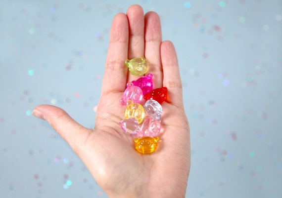 Cute Bear Beads - 20mm Transparent Teddy Bear Head Chunky Acrylic or P –  Delish Beads