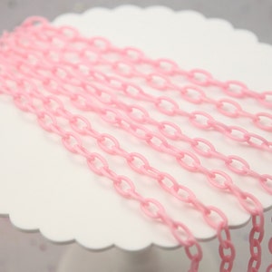Plastic Chain - 13mm Baby Pink Acrylic or Plastic Chain - 16.5 inch length / 42 cm length - 3 pcs set