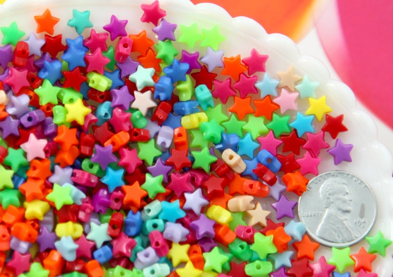 Tiny Star Beads - 6mm Super Tiny Plastic Acrylic or Resin Star B Tiny Star Beads - 6mm Super Tiny Plastic Acrylic or Resin Star B