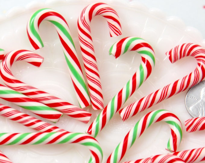 Fake Candy Canes 47mm Super Cute Candy Cane Faux Candy Cabochons