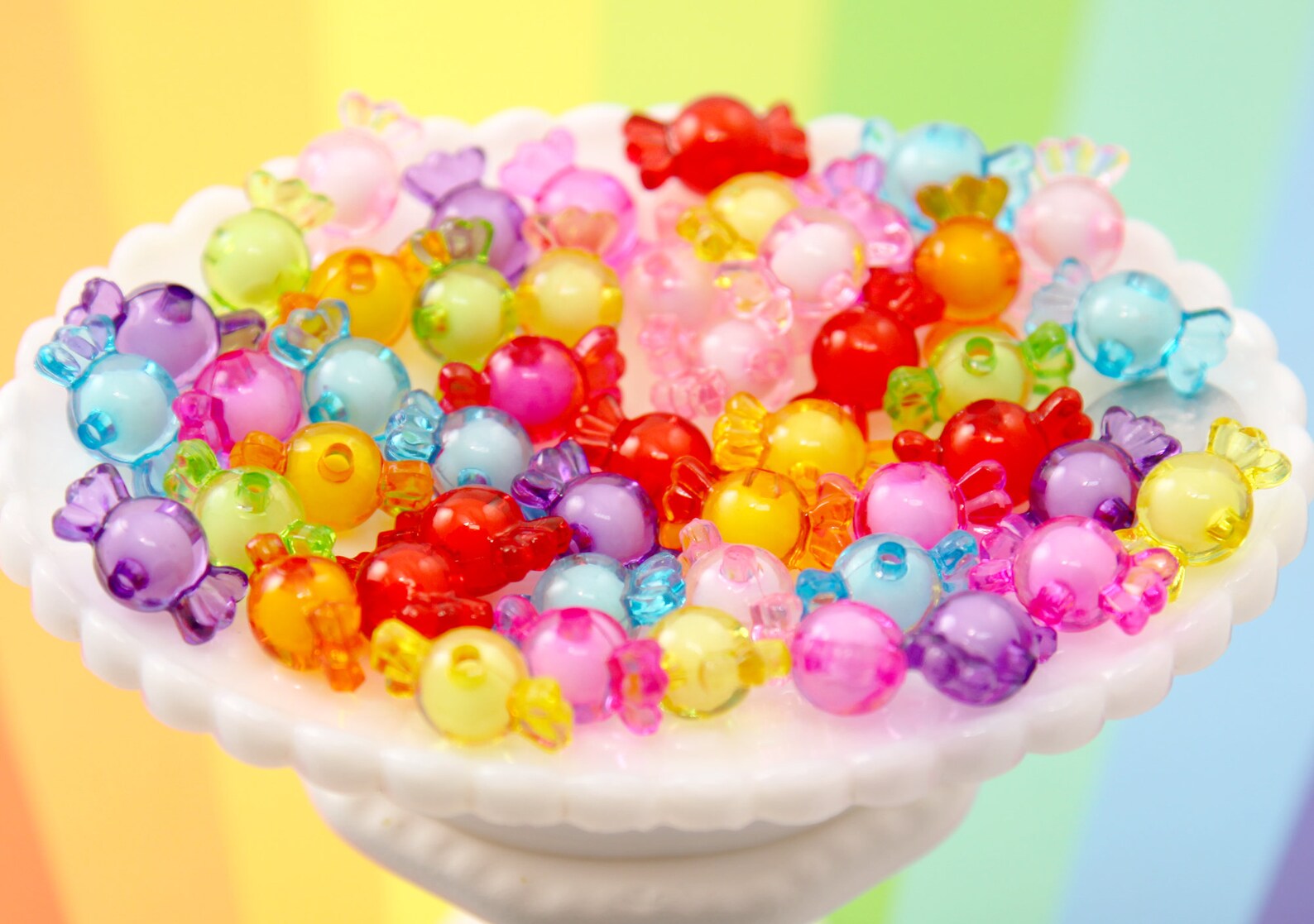 Candy Beads - 22mm Small Candy Shape Acrylic or Resin Beads - 32 Pc Set ...