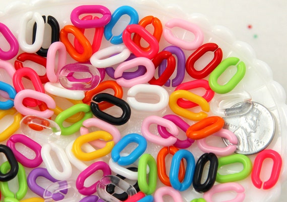 15mm Bright Colorful Plastic or Acrylic Chain Links - Mixed Colors - 2