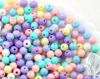 Pastel Beads - 6mm Small Pastel Gumball Bubblegum Plastic Acrylic or Resin Beads - 500 pc set