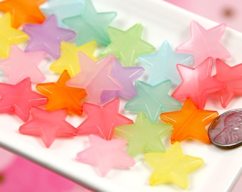 Jelly Color Star Beads: 45 pc Resin Acrylic Stars (22mm)