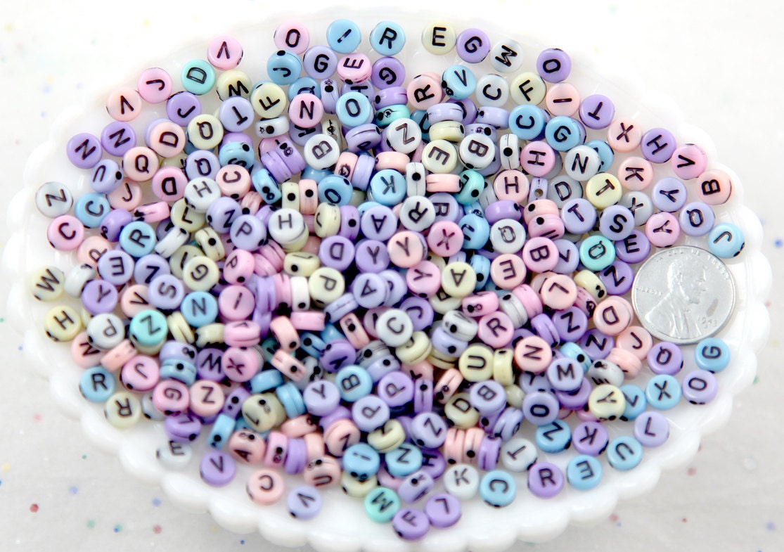 Pastel Letter Beads 6mm Little Pastel Round Alphabet Acrylic Etsy